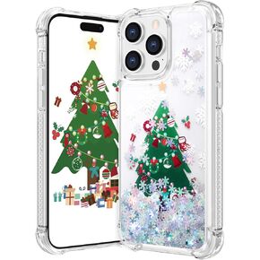 Maxdara Christmas Case for iPhone 14 Pro Max 6.7 inch, Merry Christmas Snowman Pattern Liquid Floating Flowing Quicksand Bling Glitter Sparkle for Girls Chirldren Gifts Christmas Case (Snowman)