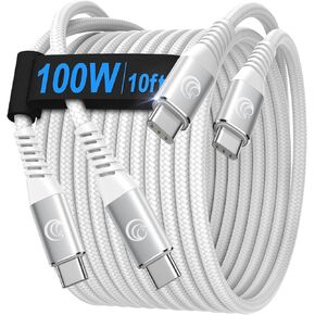 USB C Cable 10FT 2Pack Type C Phone Charger Cord for Samsung Galaxy A01 A02s A10e A11 A12 A21 A32 A42 A50 A51 A52 S20 FE Note 20 Ultra S21,Moto G Stylus Power G7 G6 Z4,LG K51 K92 Stylo 5 4 G7 G8 Thinq