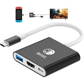 Switch Dock for Nintendo Switch, Switch Docking Station for TV, Nintendo Switch Base Accessories, Portable Switch Travel Dock, USB C to HDMI Adapter for Steam Deck/MacBook/Laptop, Black