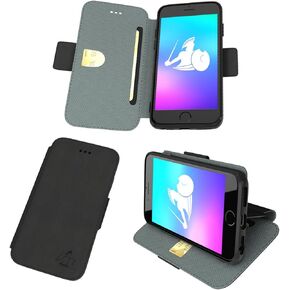 DefenderShield EMF Protection & 5G Anti Radiation iPhone 12/12 Pro SlimFlip Case - RFID Blocking EMF Shield Slim Wallet Case Black