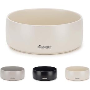 Ceramic Dog Bowls,8 Inch Large Ceramic Dog Bowl,Spill Proof, Heavy Modern Pet Feeding Bowl for Medium-Sized Dogs and Large Breed(64 oz) Beige