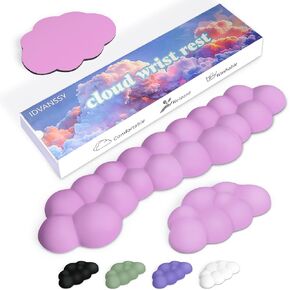 Pink Cloud Wrist Rest Ergonomic Memory Foam Wrist Support with Stylish Design, Waterproof and Washable Keyboard Wrist Rest, Non-Slip Base Wrist Keyboard Support, for Office, Home, and Gaming