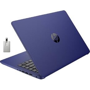 HP Premium Stream 14" HD BrightView Laptop, Intel Celeron N4120, 4GB RAM, 64GB eMMC Storage, UHD Graphics, HD Webcam, 1 Year Office 365, Bluetooth, WiFi, HDMI, Win 11s, Blue, 32GB Hotface USB Card