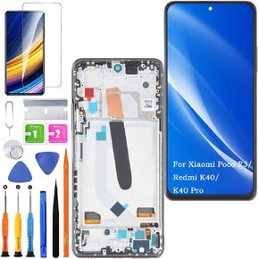 Screen Replacement for Xiaomi Poco F3 TFT, for Redmi K40 / K40 Pro LCD Touch Panel Display Digitizer Assembly Repair Parts with Kit（Black with Frame）