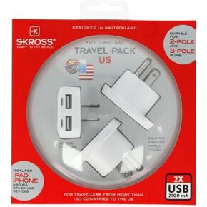 Skross World Travel Adapter Plug Kit Traveller Pack to USA 1.500251 White