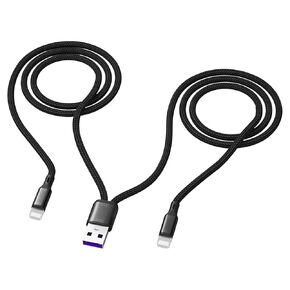 كابل USB متعدد IP من Awnuwuy بطول 4 أقدام، كابل USB متعدد 2 في 1، شاحن USB 3A، سلك نايلون، USB A إلى منفذ IP مزدوج، متوافق مع الهاتف 14 Pro Max 14 Plus 14 Pro 13 Pro Max 12 11 Pro Max XR X