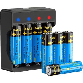 Rechargeable 4 Pack AAA&4 Pack AA Lithium Batteries,1.5V Li-ion Rechargeable Batteries with AA/AAA Batteries Charger for Xbox Controller,LED String Lights,Toys etc