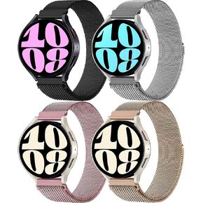 20mm Quick Release Watch Band for Samsung Galaxy Watch 6/5/4/3 Band 40mm 44mm 41mm 47mm 43mm 46mm 42mm,Milanese Bands Magnetic Mesh Metal Strap for Amazfit Bip U Pro/GTS/Galaxy watch Active 2,4Pack