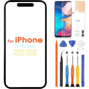 Front Glass Panel for iPhone 15 Pro Max Front Screen Replacement Cover 15 Pro Max Outer Lens Glass with Repair Tools(Not Touch Digitizer & LCD Display)