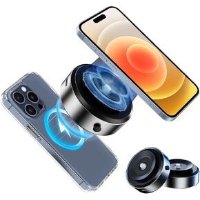 Suction Cup Phone Mount,Magnetic Phone Holder with Electric Suction Cup,Multifunctional Phone Holders for Your Car/Gyms/Bathroom/Makeup Mirror/Screens/Glass,Compatible iPhone 16 15/14/13/12/Android