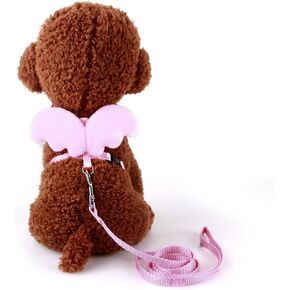 Leadigol Cute Pet Dog Leash Adjustable Harness,Cat Harness and Leash,Adjustable Mesh Vest Chest Strap with Angel Wings,for Puppy Kitten Ducks Rabbit