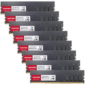 【DDR4 RAM】 GIGASTONE 64GB Kit (8x8GB) DDR4 3200MHz (2933MHz or 2666MHz) PC4-25600 (PC4-23400/21300) CL22 1.2V UDIMM 288 Pin Unbuffered Non ECC High Performance PC Desktop Memory Upgrade