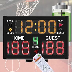 GANXIN Battery Powered Digital Basketball Scoreboard with Remote, Portable Tabletop Electronic Scoreboard with Buzzer, Game Timer with Score Keeper for Game Sports