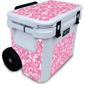 Glossy Glitter Cooler Skin Compatible with Yeti Roadie 32 Wheeled Cooler - Sakura Pink - Premium 3M Vinyl Protective Wrap Decal Cover - Easy to Apply | Crafted in The USA by MightySkins