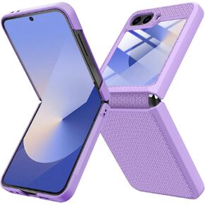 Miimall for Samsung Flip 6 Case with Hinge Protection & Screen Protector, Military Shockproof Rugged Full Body Protective, Hard PC Stylish Texture Bumper Phone Case for Galaxy Z Flip 6 5G (Red)