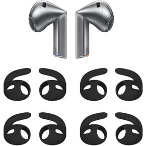 Sport Eartips Compatible with Galaxy Buds 3, 4 Pairs Anti Slip Soft Silicone Earbuds Tips Hooks Sport Earhook, Compatible with Galaxy Buds 3 Galaxy Buds 3 SM-R530 Black