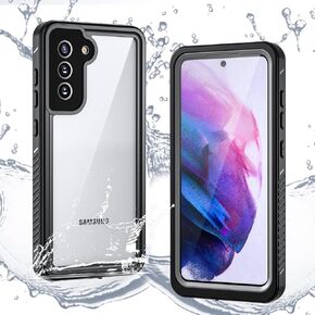 Waterproof Case for Galaxy S21 Fe 5G, Waterproof Shockproof Dirtproof Snowproof Case Rugged Clear Cover for Samsung Galaxy S21 Fe 5G for Snorkeling (Black)