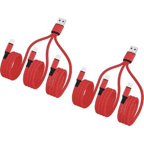 【عبوة من قطعتين بطول 0.6 قدم】 كابل USB-C متعدد، 3 في 1 شحن متعدد النوع C، شحن USB-C مقسم 3A، سلك نايلون أسود، USB A إلى 3 منافذ USB C، متوافق مع iPhone 15، iPad Pro/Air، Samsung S24 جوجل، أندرويد in Kuwait