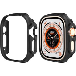 2 Pack Case Compatible for Apple Watch Ultra 49mm Bumper Cover, Hard PC Bumper Face Cover for Apple Watch Ultra Accessories, Black + Black