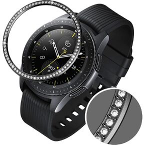تصميم حلقة مدي متوافق مع ساعة سامسونج جالاكسي 42 ملم/جير سبورت، غطاء لاصق بحلقة من الفولاذ المقاوم للصدأ مضاد للخدش لساعة سامسونج 42 ملم، أسود in Kuwait