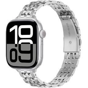 Anlinser Metal Bands Compatible with Apple Watch Band for Women 38/40/41/42/44/45/46/49mm, Thin Band Designed for iWatch Ultra 2 Series 10 9 8 7 6-1 SE (42/41/40/38mm, Starlight)