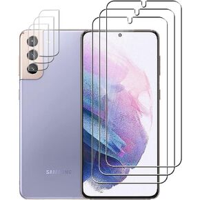 (3+3) For Samsung Galaxy S21 Plus 5G 3 Pack Tempered Glass Screen Protector and 3 Pack Camera Lens Protector, 9H Hardness, 2.5D, Anti Scratch, HD Clear