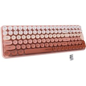 UBOTIE Colorful Bluetooth 100Keys Keyboards, Wireless Compact Rainbow Gradual Colors Retro Typewriter Flexible Keyboard for Tablet, Cellphones, PC(Peach Gradient)