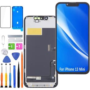 Screen Replacement for iPhone 13 Mini LCD Display FHD Touchscreen 3D Touch Face ID Digitizer Frame Mounting,Waterproof Adhesive,Repair Kits