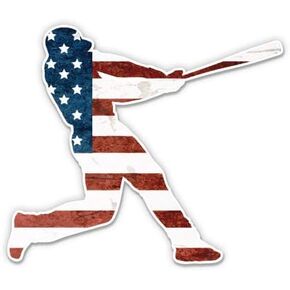 Squiddy Baseball Player American Flag - Vinyl Sticker Decal for Phone, Laptop, Water Bottle (2.5" Wide)