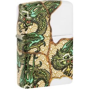 Zippo Kintsugi Dragon 540 White Matte Pocket Lighter