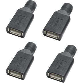 Acxico 4 pcs USB Female to 5.5mm x 2.1mm Female DC Power Converter Charger Adapter Connector