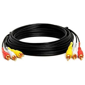 Master Cables 3-Male RCA to 3-Male RCA Composite Video Audio A/V AV Cable Gold Plated - 10 Feet