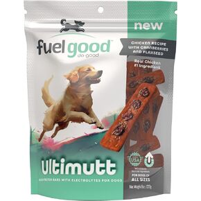 Ultimutt High Protein Bars with Electrolytes - Chicken Recipe with Cranberries and Flaxseed High Protein Dog Treats - 8oz Bag - Made in The USA, Wheat and Corn Free