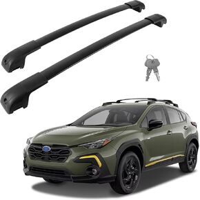 استبدال القضبان المتقاطعة لرف السقف من FLYCLE لسوبارو 2018-2023 XV Crosstrek /2017-2023 Impreza مع قفل، ألومنيوم لنقل البضائع على السطح وأمتعة قوارب الكاياك ودراجات التزلج على الجليد مع سياج جانبي مرتفع