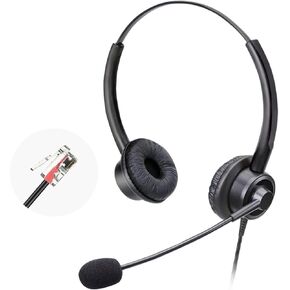 RJ9 Telephone Headset with Microphone Noise Cancelling, Office Phone Headset Compatible with Avaya 1416 1408 9508 5410 5420 1120 9408 9640 4424 4610 6424D+ Landline Deskphones