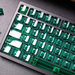 Green Crysta Clear Keycaps, 156 Keys Transparent Cherry Profile Keycaps Set, Shine Through Keyboard caps, Custom Backlit Keyboard Keycaps for 60% 65% 75% 100% Mx Switches Mechanical Keyboard
