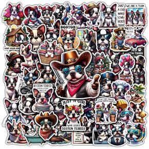 Pack 50 PCS Boxer Stickers Aesthetic Dog Lover Waterproof Vinyl Decals Decor Water Bottle Laptop Phone Case Skateboard Scrapbooking Bumper Car Bike Gifts for Kid Teen Adult