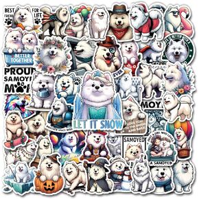 Pack 50 PCS Siberian Husky Stickers Cute Dog Waterproof Vinyl Decals Decor Laptop Water Bottles Luggage Phone Case Car Bumper Stakeboard Scrapbooking Gift for Kid Teen Adult in Saudi Arabia