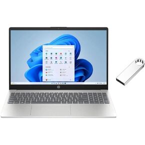 HP 15.6 inch FHD Laptop | Intel Core i3-N305 Processor | Intel UHD Graphics| Fingerprint | Silver | 8GB RAM | 256GB SSD | Windows 11 Home | Bundle with 64GB USB Flash Drive