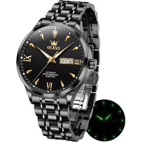 OLEVS Automatic Watches for Men Self Winding Gold Mechanical Wristwatch Luxury Business Stainless Steel Luminous Waterproof Calendar Watch in Saudi Arabia
