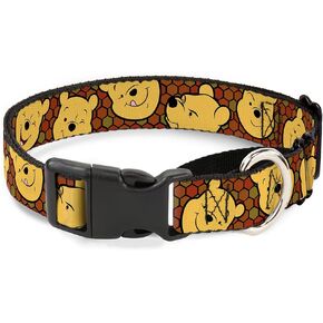 Buckle-Down Martingale Dog Collar - Winnie the Pooh Expressions/Honeycomb Black/Browns - 1" Wide - Fits 11-17" Neck Size - Medium