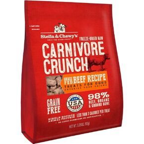 Stella & Chewy's Carnivore Crunch Beef, Freeze-Dried Dog Treats 3.25oz bags (Pack of 3)