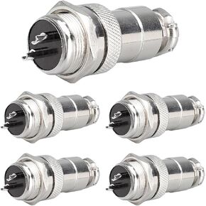 5Sets GX16 4 Pin Aviation Connector Panel Mount Circular Metal Adapter Male Female Plug Socket 400V 7A (4P)