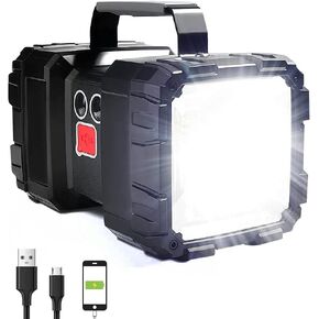 Rechargeable Flashlight, LED Spotlight Flashlight 10000mAh 12000LM 20h Ultra-Long Standby 3+4 Lights Modes Waterproof Camping Flashlight（35 LEDs）