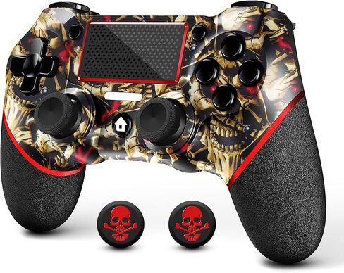 وحدة تحكم لاسلكية AceGamer لجهاز PS4، عصا تحكم V2 Gamepad بتصميم مخصص لجهاز PS4 مع قبضة غير قابلة للانزلاق من كلا الجانبين ومقبس صوت 3.5 مم! قبعات الإبهام متضمنة! (وردي-أبيض) in Kuwait
