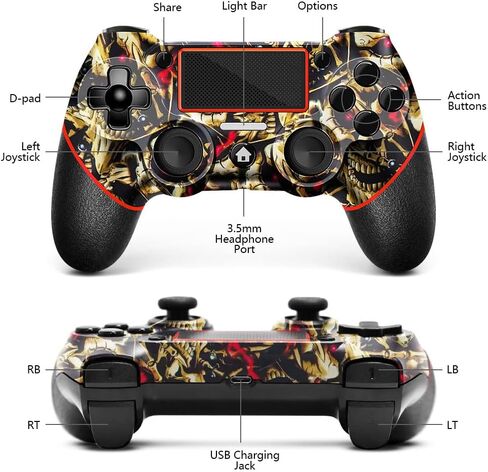 وحدة تحكم لاسلكية AceGamer لجهاز PS4، عصا تحكم V2 Gamepad بتصميم مخصص لجهاز PS4 مع قبضة غير قابلة للانزلاق من كلا الجانبين ومقبس صوت 3.5 مم! قبعات الإبهام متضمنة! (وردي-أبيض) in Kuwait