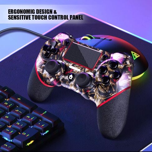 وحدة تحكم لاسلكية AceGamer لجهاز PS4، عصا تحكم V2 Gamepad بتصميم مخصص لجهاز PS4 مع قبضة غير قابلة للانزلاق من كلا الجانبين ومقبس صوت 3.5 مم! قبعات الإبهام متضمنة! (وردي-أبيض) in Kuwait