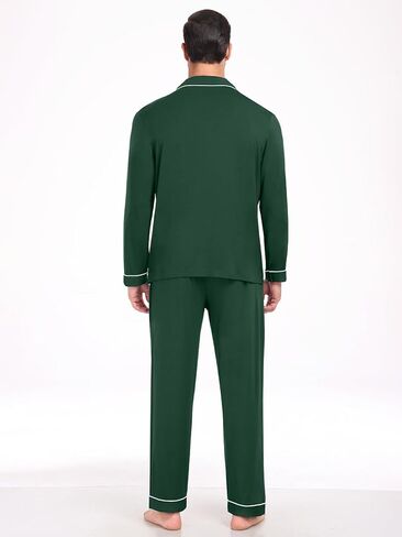 Men Modal Pajama Set Long Sleeve Pjs Button Down Sleepwear Soft Comfy Loungewear Sets 2 Piece Nightwear S-3XL in Kuwait