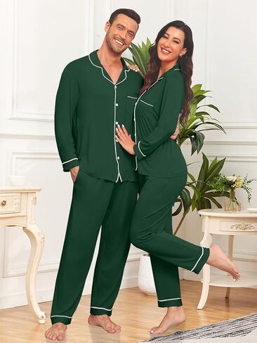 Men Modal Pajama Set Long Sleeve Pjs Button Down Sleepwear Soft Comfy Loungewear Sets 2 Piece Nightwear S-3XL in Kuwait