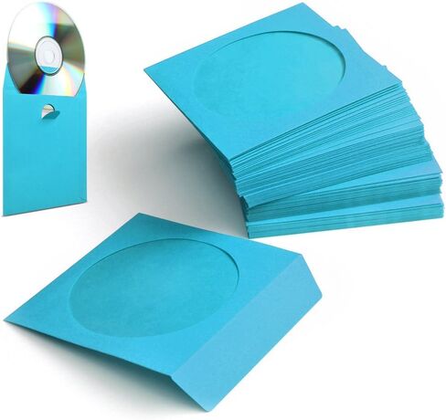 100 حزمة من أغلفة أقراص DVD من Flexzion - أغلفة أقراص مضغوطة ورقية ممتازة للأقراص المضغوطة الفارغة لحرق أقراص ألعاب الفيديو الموسيقية والأفلام - تخزين مغلفات الأقراص المضغوطة السميكة مع فتحة نافذة وغطاء، برتقالي in Kuwait